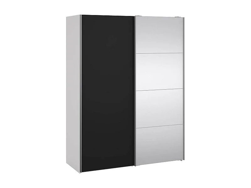 Armario 2 puertas Dspur, Muebles de dormitorio, Vestidor, Armario de ropa, 150x61 h200 cm, Blanco y Negro