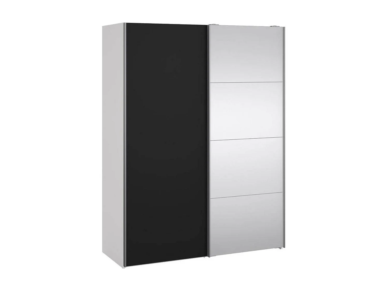 Dspur 2-deurskast, Slaapkamermeubel, Inloopkast, Kledingkast, 150x61 h200 cm, Zwart en Wit