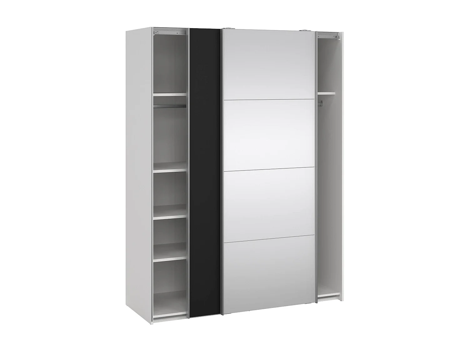 Dspur 2-deurskast, Slaapkamermeubel, Inloopkast, Kledingkast, 150x61 h200 cm, Zwart en Wit