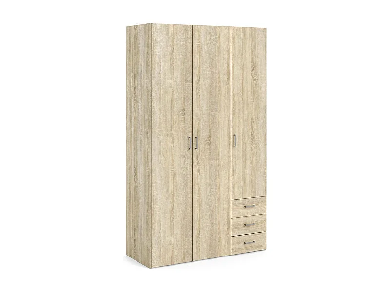 Garde-robe 3 portes Dsemplic, Meubles de chambre, Penderie de plain-pied, Placard à vêtements, 116x50 h200 cm, Chêne
