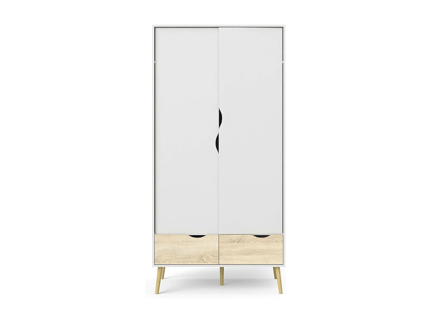 Armário Dscagli 2 portas, Móveis de quarto, Armário, Armário, 99x58 h200 cm, Branco e Carvalho