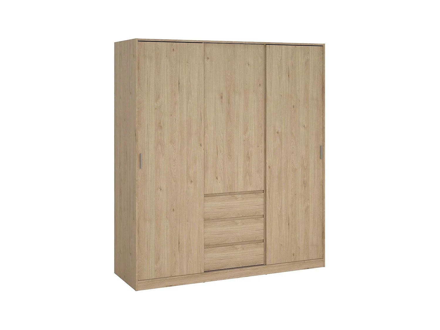 Dveretou 3-deurskast, Slaapkamermeubel, Inloopkast, Kledingkast, 177x60 h200 cm, Eiken