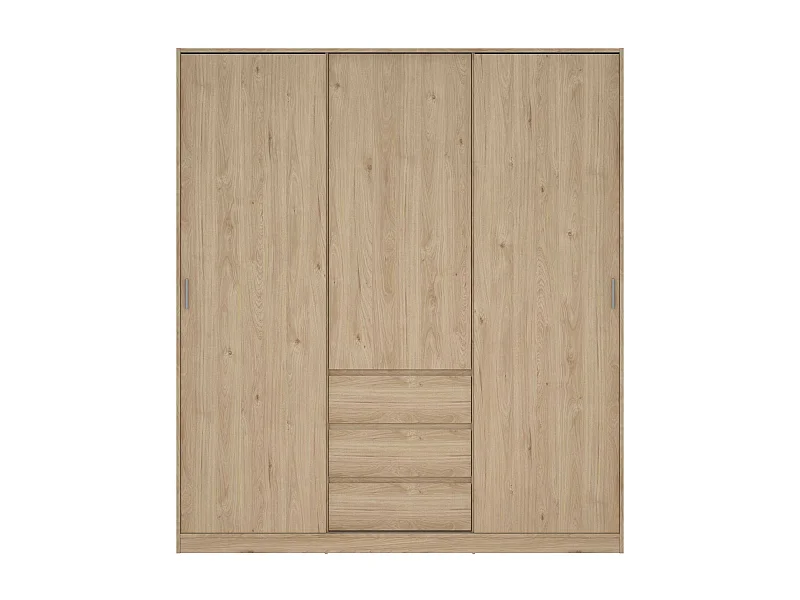 Garde-robe 3 portes Dveretou, Meubles de chambre, Penderie de plain-pied, Placard à vêtements, 177x60 h200 cm, Chêne clair