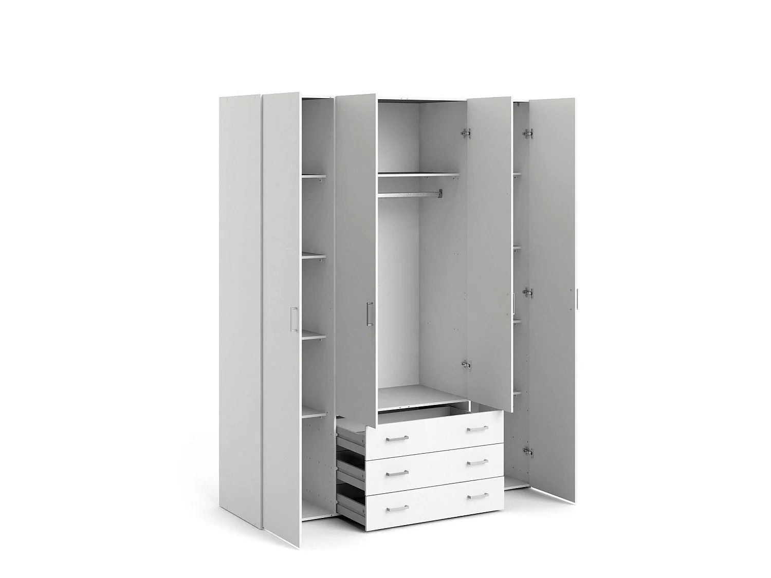 Grande Garde-robe Dseren, Meubles de chambre, Penderie de plain-pied, Placard à vêtements, 154x50 h200 cm, Blanc