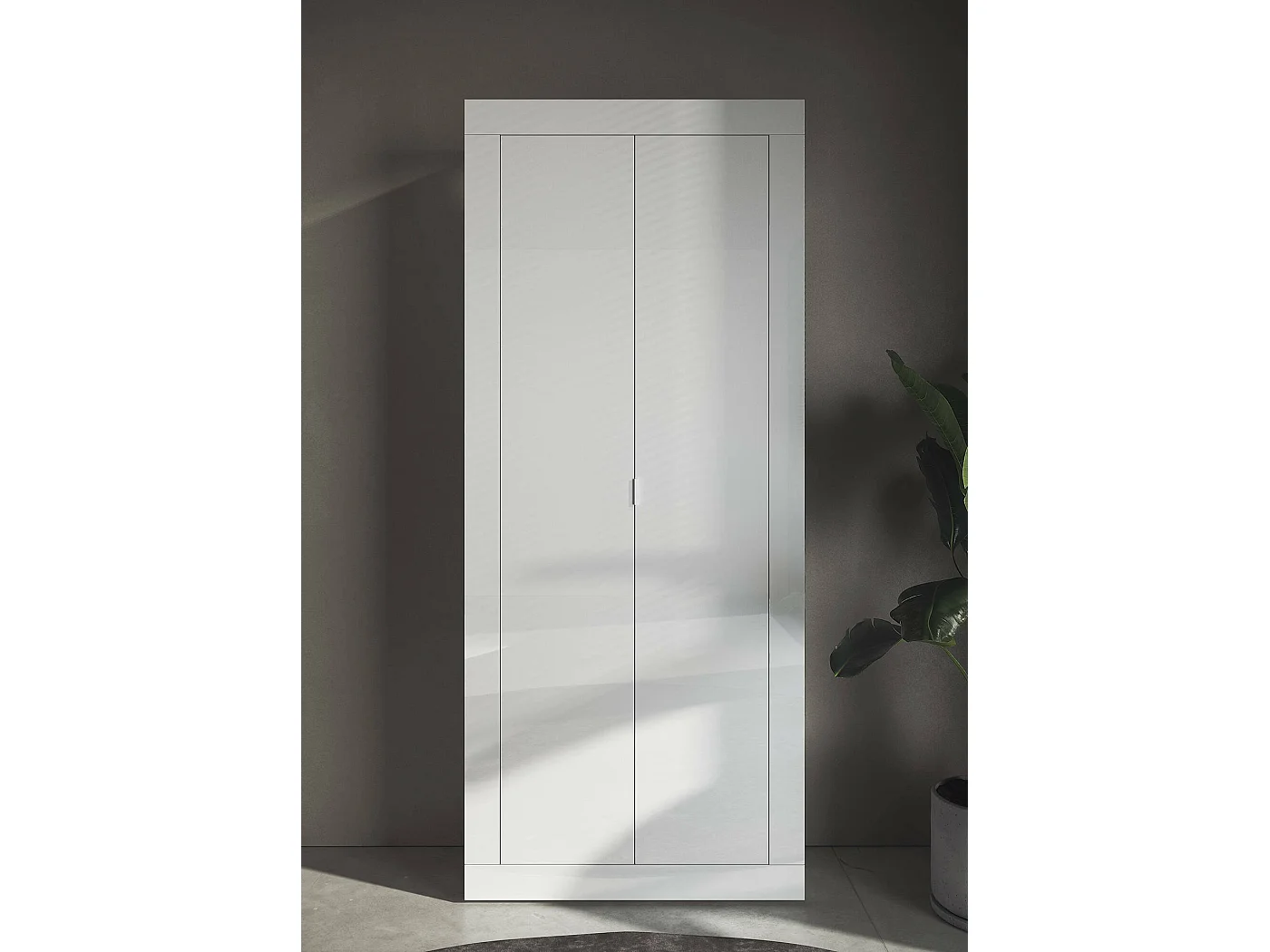 Dmora - Guardaroba 2 ante Contea, 78x35 h185 cm, Bianco lucido