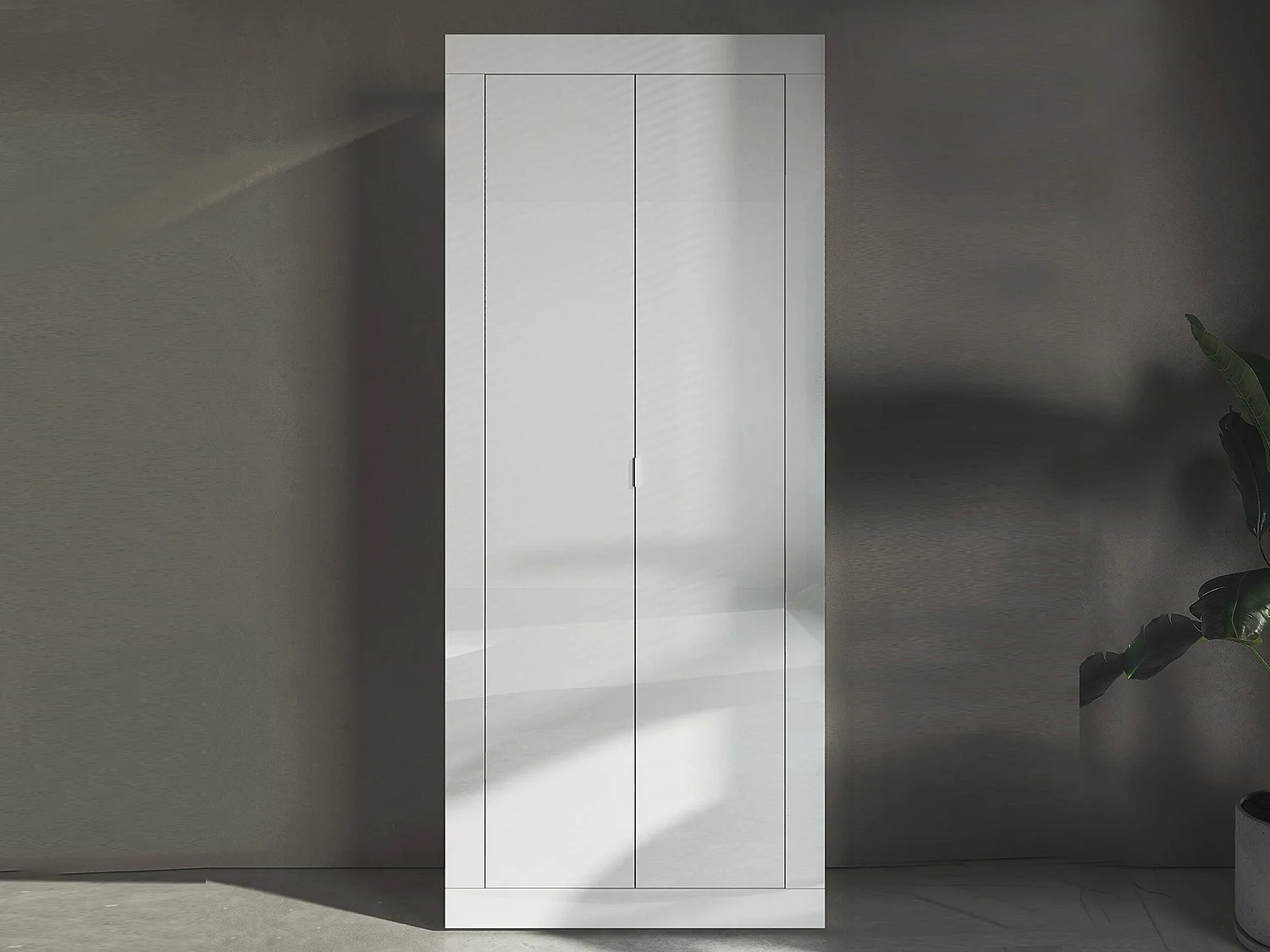 Kleiderschrank 2 Türen Dsiaka, Schlafzimmermöbel, Schrank, Garderobe, Made in Italy, 78x35 h185 cm, Glänzendes WeiÃŸ