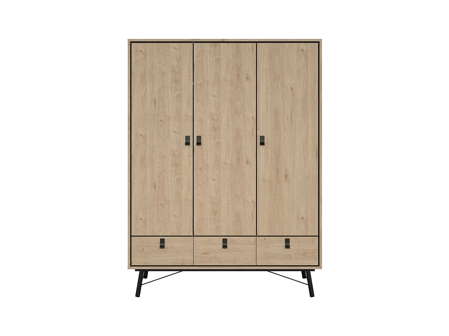 Garde-robe 3 portes Dsalvion, Meubles de chambre, Penderie de plain-pied, Placard à vêtements, 150x60 h200 cm, Chêne clair
