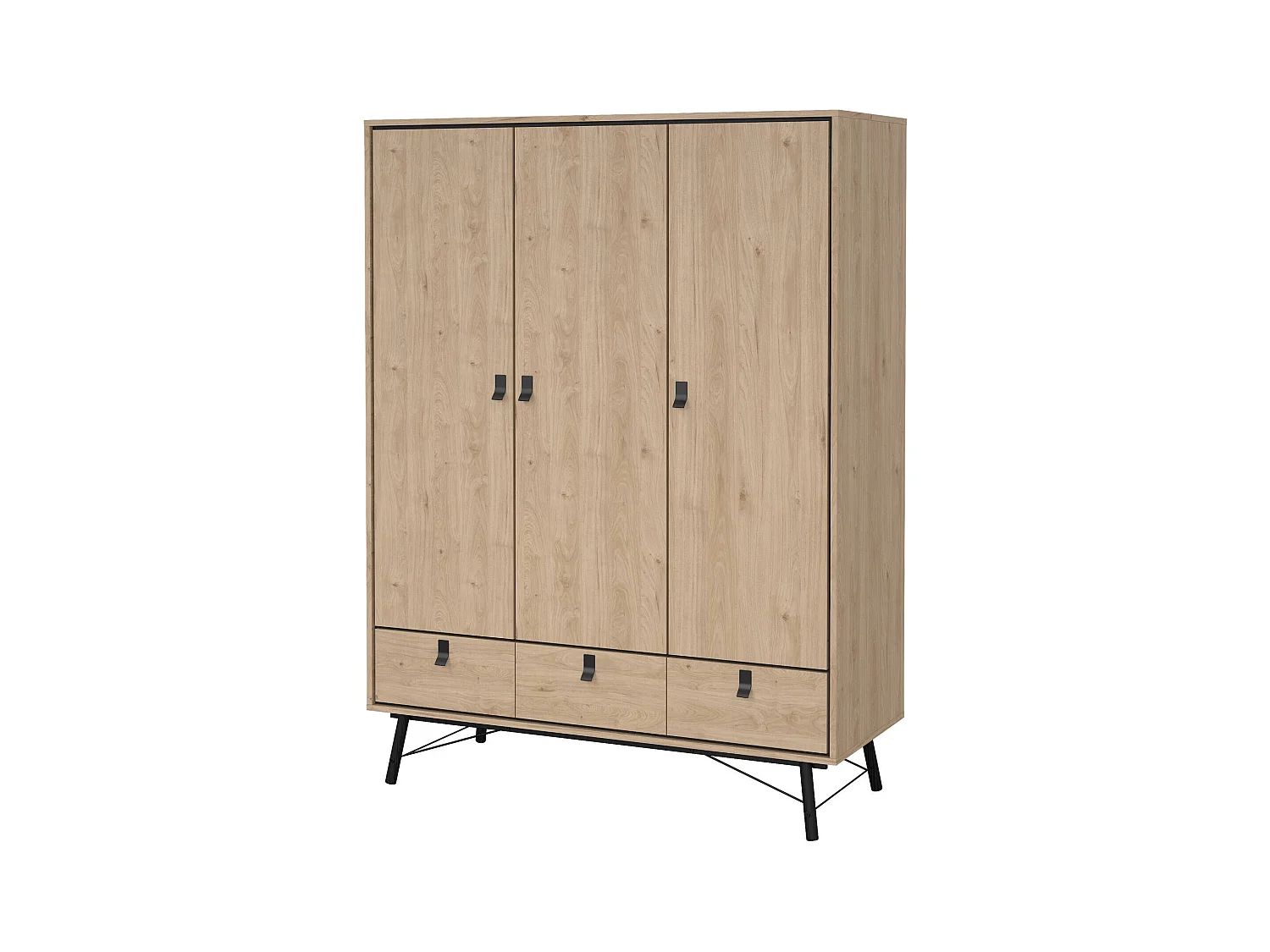 Garde-robe 3 portes Dsalvion, Meubles de chambre, Penderie de plain-pied, Placard à vêtements, 150x60 h200 cm, Chêne clair