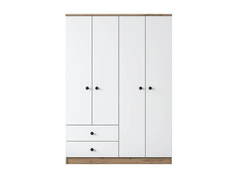 GroÃŸer Kleiderschrank Dalborghett, Schlafzimmermöbel, Schrank, Garderobe, 120x43 h170 cm, Walnuss und WeiÃŸ
