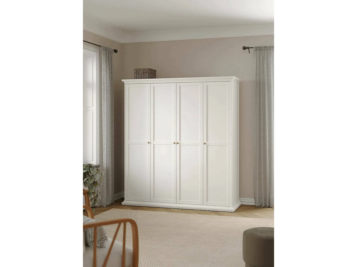 Grande Garde-robe Dserp, Meubles de chambre, Penderie de plain-pied, Placard à vêtements, 181x61 h201 cm, Blanc