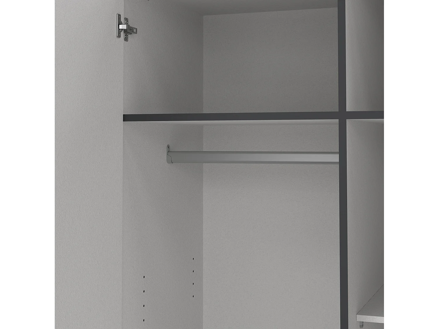 Kleiderschrank 2 Türen Dscopon, Schlafzimmermöbel, Schrank, Garderobe, 99x50 h200 cm, Grau