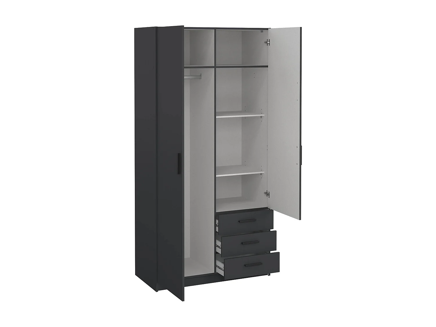 Garde-robe 2 portes Dscopon, Meubles de chambre, Penderie de plain-pied, Placard à vêtements, 99x50 h200 cm, Gris