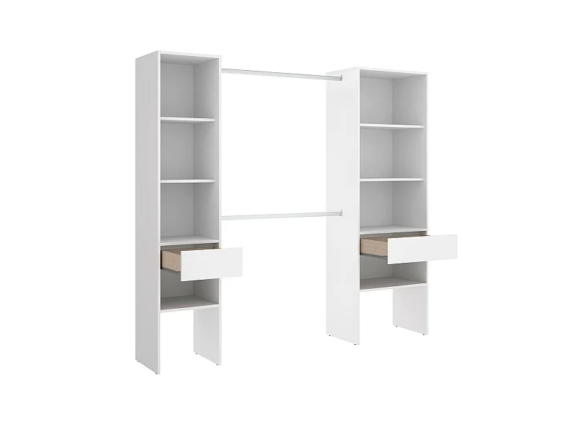 Guardaroba Grande Siony, 8 Ripiani, 50x185h cm Bianco, Armadio Camera da Letto