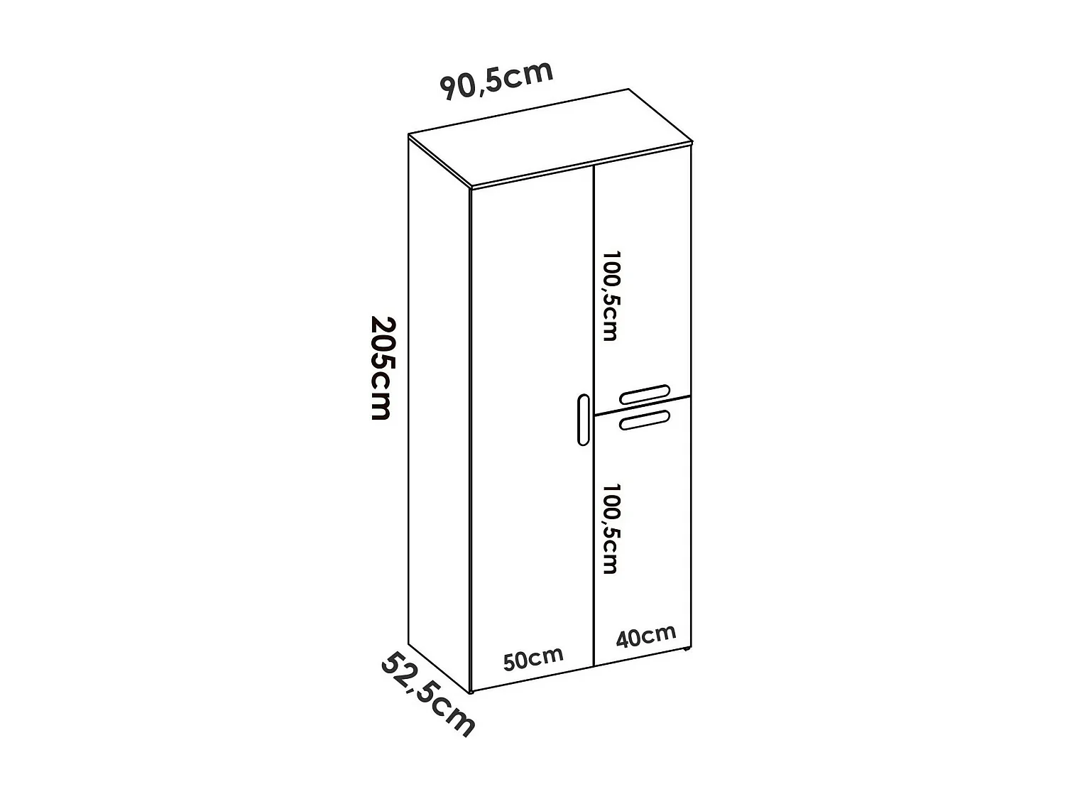 Dfleetwoo 3-deurskast, Slaapkamermeubel, Inloopkast, Kledingkast, 90x53 h202 cm, Wit