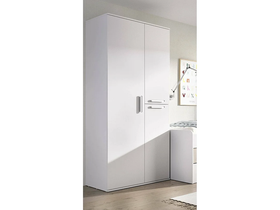 Garde-robe 3 portes Dfleetwoo, Meubles de chambre, Penderie de plain-pied, Placard à vêtements, 90x53 h202 cm, Blanc