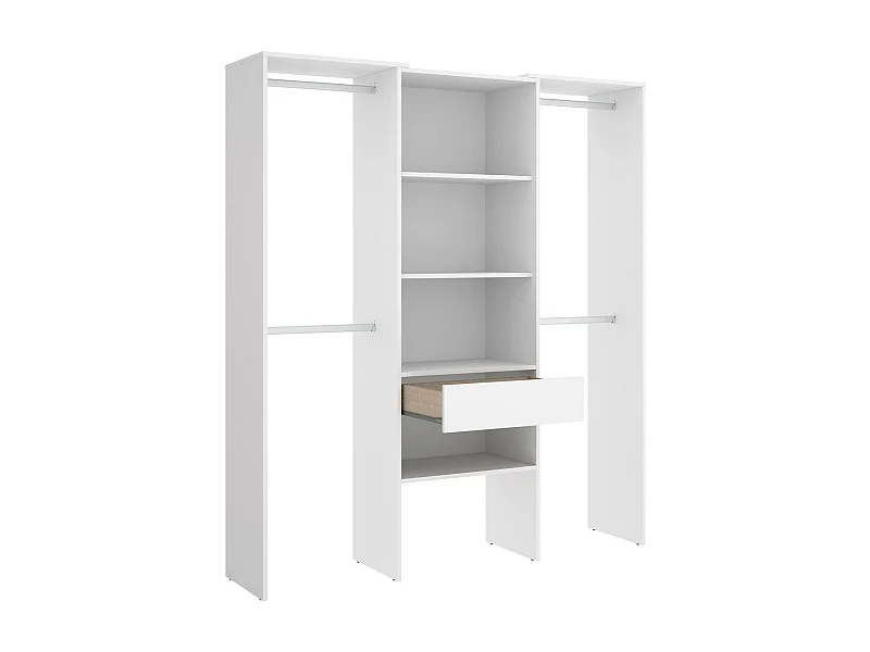 Großer Kleiderschrank Dfina, Schlafzimmermöbel, Schrank, Garderobe, 160x50 h187 cm, Weiß