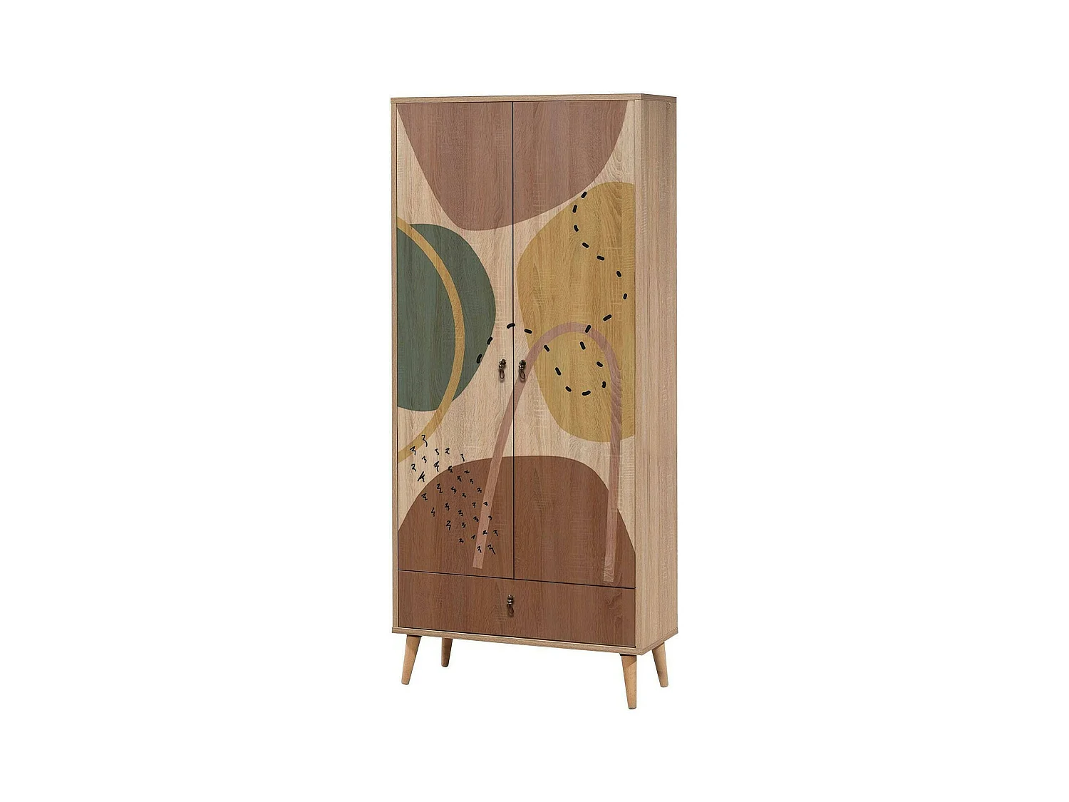 Garde-robe 2 portes Dmontell, Meubles de chambre, Penderie de plain-pied, Placard à vêtements, 80x45h190 cm, Multicolore
