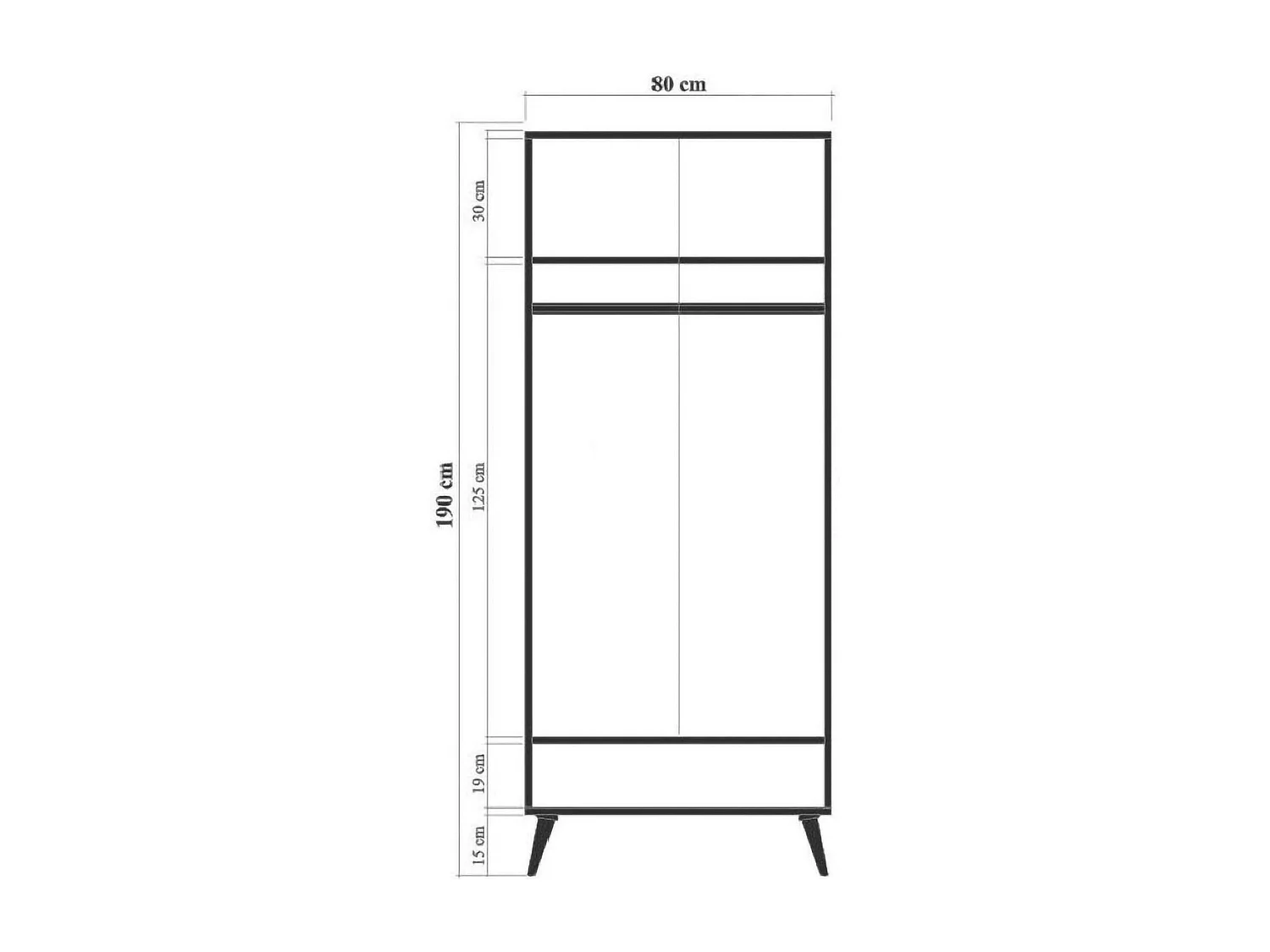 Armario 2 puertas Dmontell, Muebles de dormitorio, Vestidor, Armario de ropa, 80x45h190 cm, Multicolor