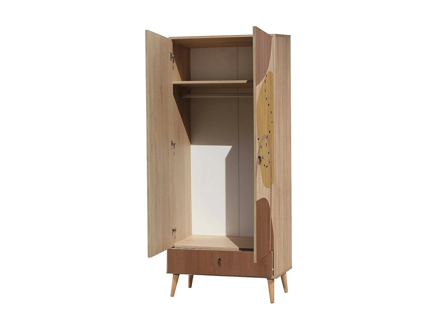 Garde-robe 2 portes Dmontell, Meubles de chambre, Penderie de plain-pied, Placard à vêtements, 80x45h190 cm, Multicolore