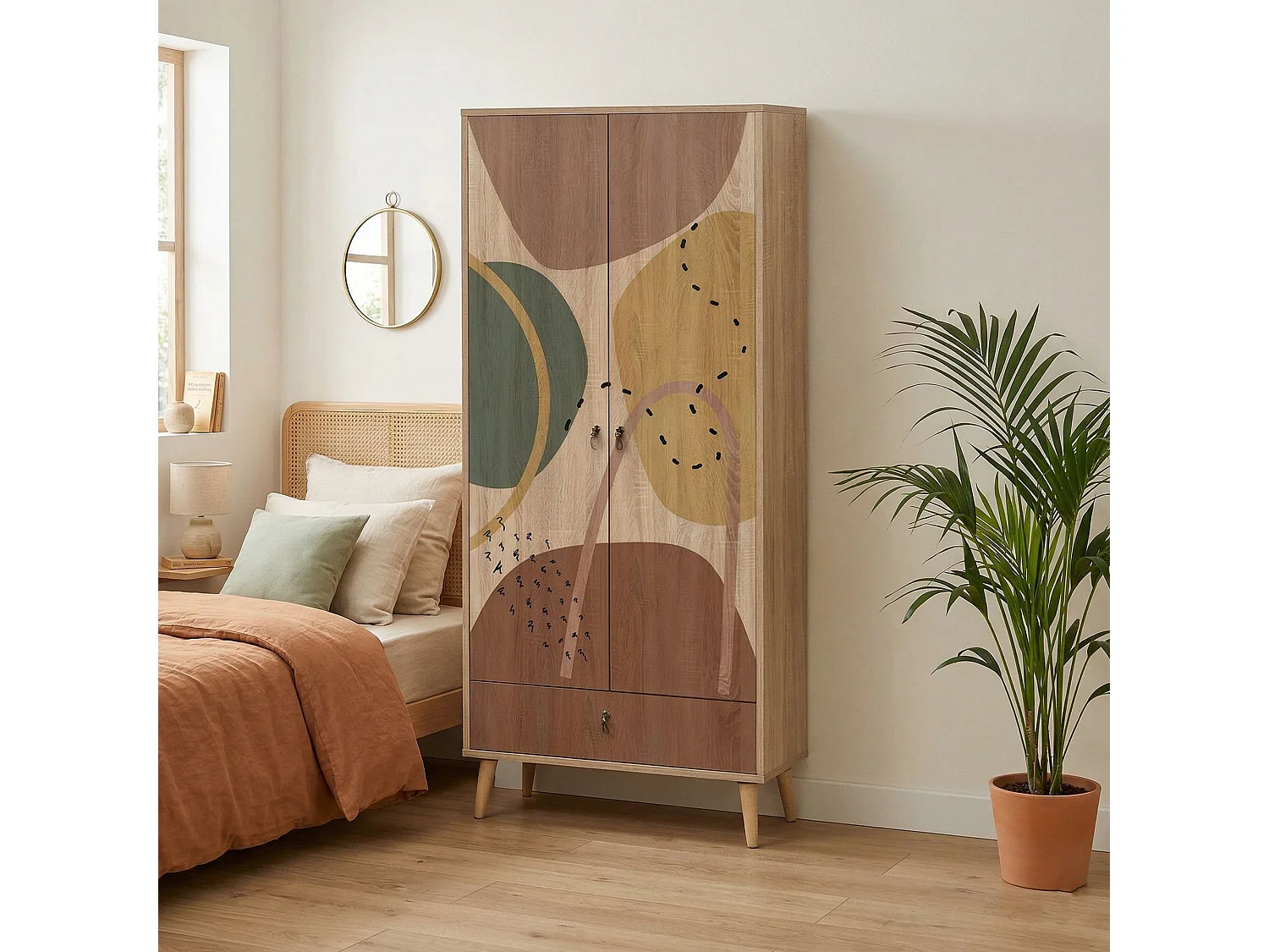 Armário Dmontell 2 portas, Móveis de quarto, Armário, Armário, 80x45h190 cm, Multicolor