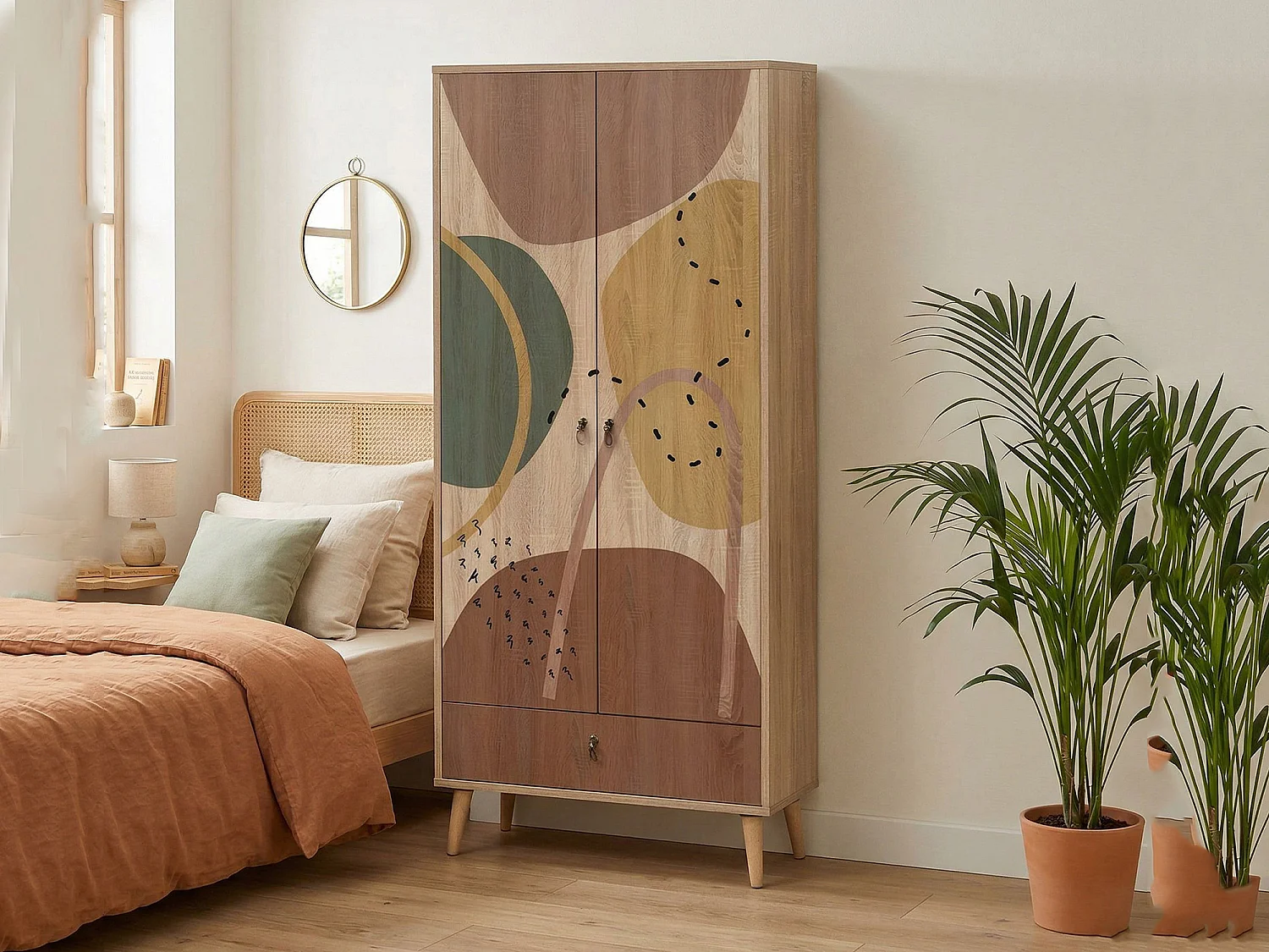 Armário Dmontell 2 portas, Móveis de quarto, Armário, Armário, 80x45h190 cm, Multicolor