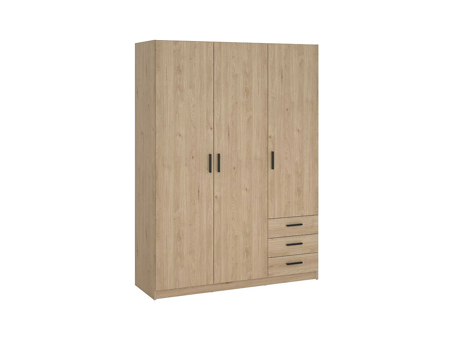 Garde-robe 3 portes Dsenk, Meubles de chambre, Penderie de plain-pied, Placard à vêtements, 147x50 h200 cm, Chêne clair