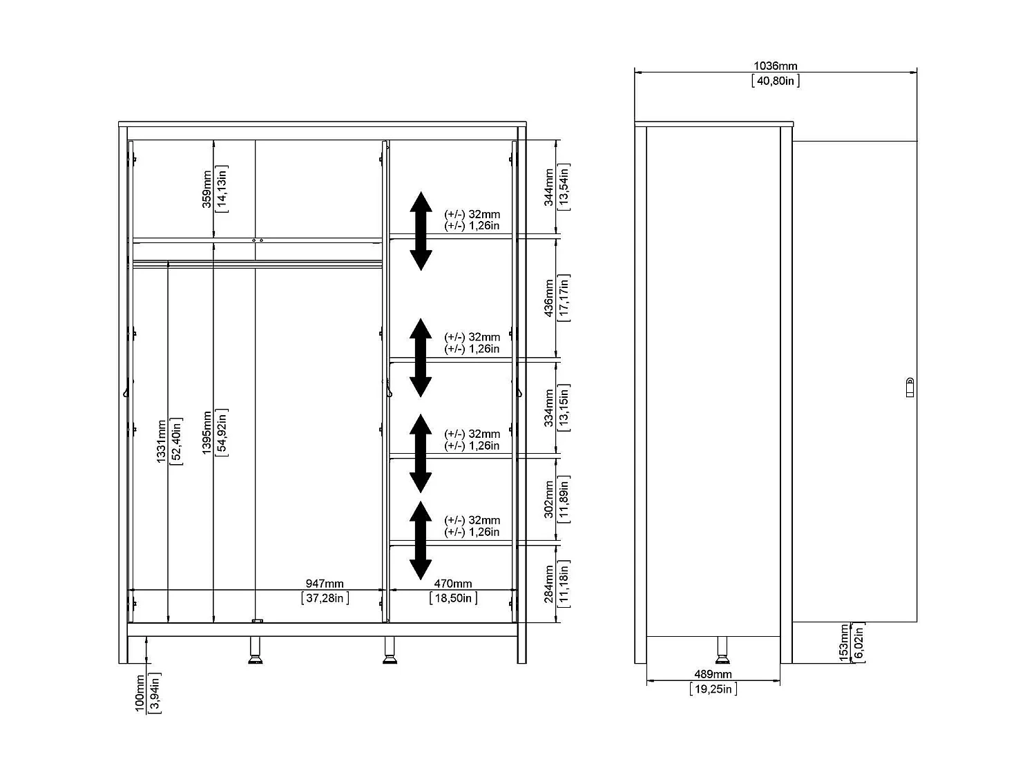 Armário Dsemiol de 3 portas, mobiliário de quarto, roupeiro, roupeiro, 150x58 h199 cm, preto