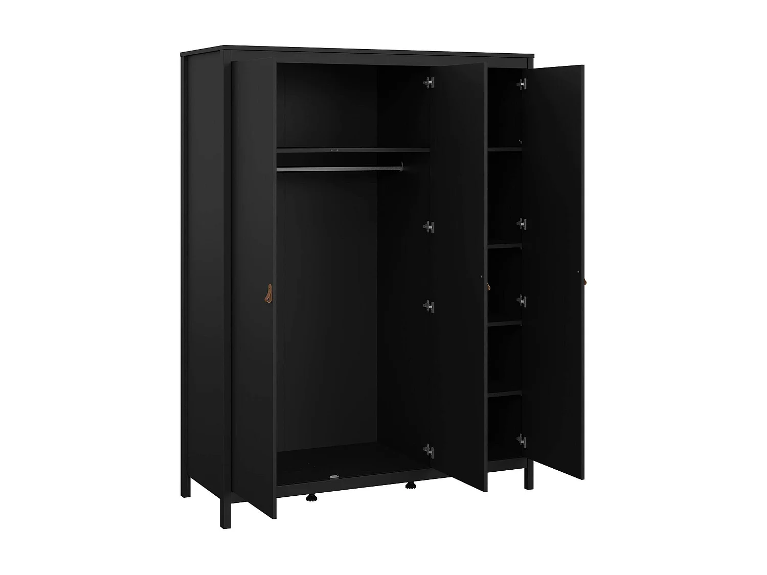 Armário Dsemiol de 3 portas, mobiliário de quarto, roupeiro, roupeiro, 150x58 h199 cm, preto