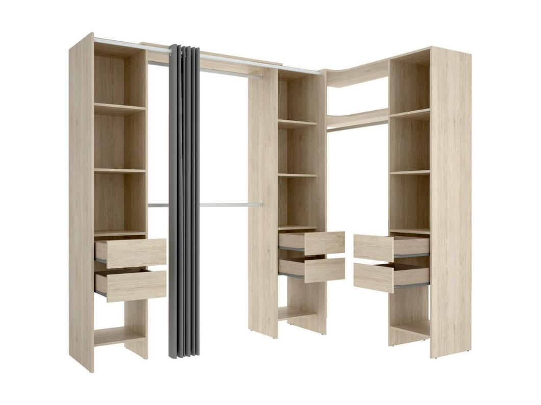 Dharma grote kledingkast, Slaapkamermeubel, Inloopkast, Kledingkast, 234x141 h205 cm, Eiken