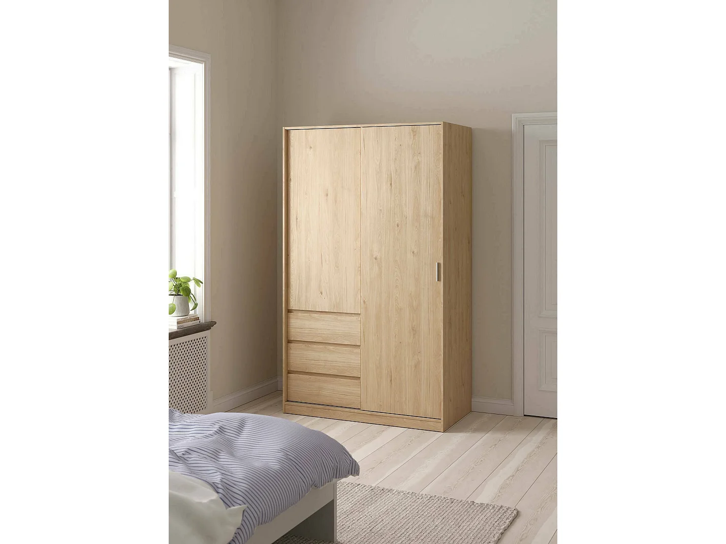 Armário Dscalvin de 2 portas, Móveis de quarto, Armário, Armário, 119x60 h200 cm, Carvalho