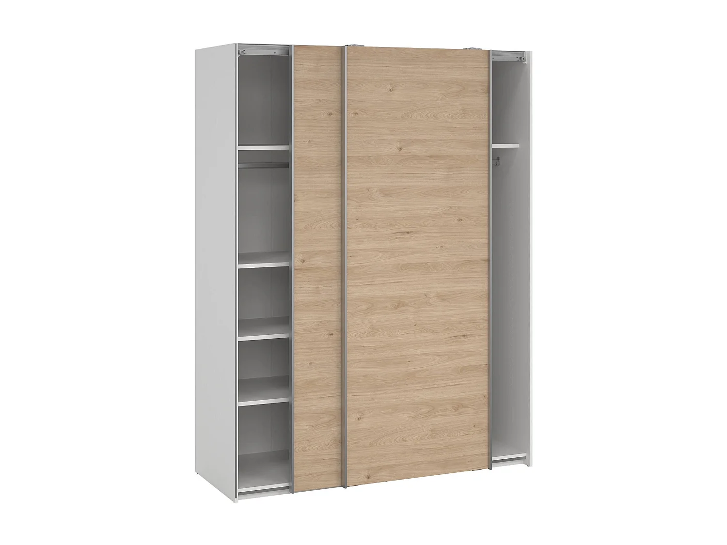 Garde-robe 2 portes Dstang, Meubles de chambre, Penderie de plain-pied, Placard à vêtements, 150x61 h200 cm, Blanc et Chêne clair