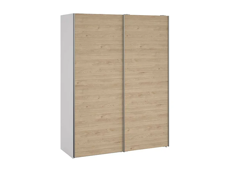 Armário Dstang de 2 portas, mobiliário de quarto, roupeiro, roupeiro, 150x61 h200 cm, branco e carvalho