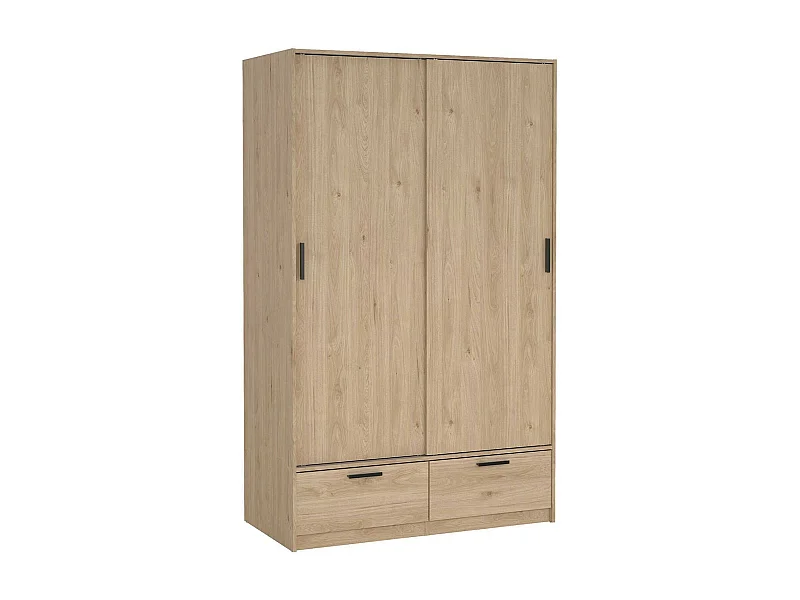 Kleiderschrank 2 Türen Dschoute, Schlafzimmermöbel, Schrank, Garderobe, 121x60 h200 cm, Eiche