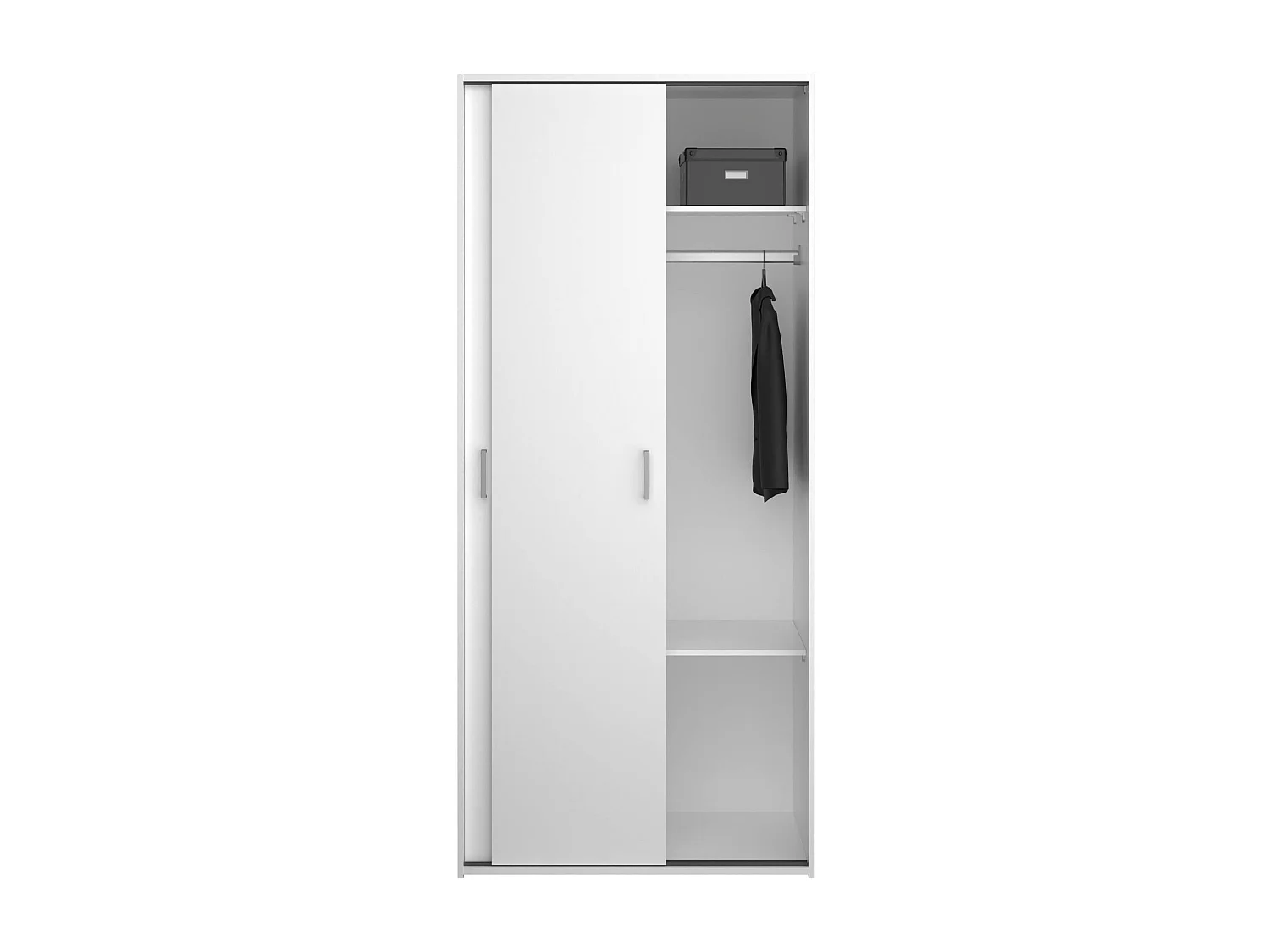 Garde-robe 2 portes Dscapuzz, Meubles de chambre, Penderie de plain-pied, Placard à vêtements, 78x48 h175 cm, Blanc