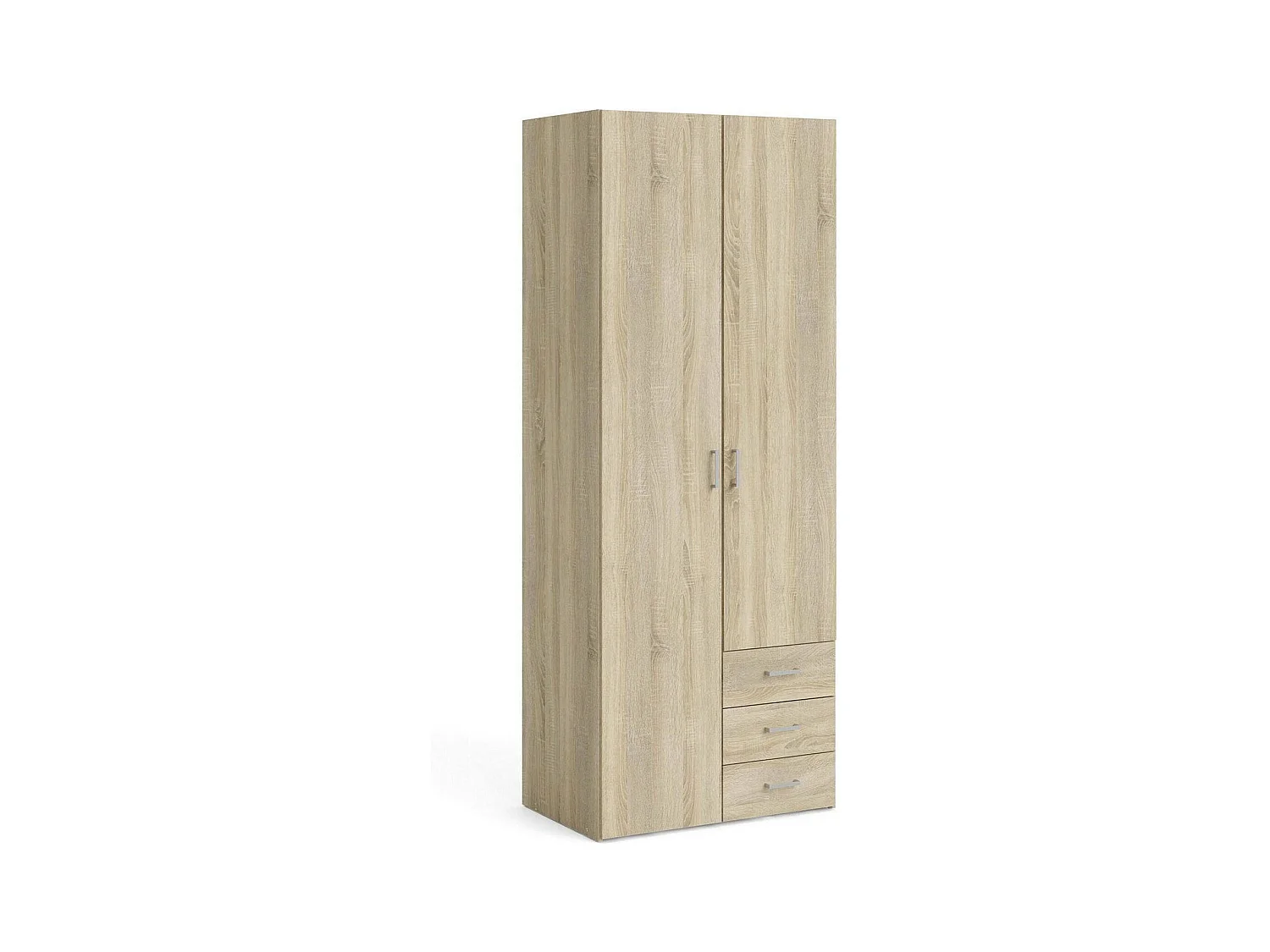Garde-robe 2 portes Dscaratt, Meubles de chambre, Penderie de plain-pied, Placard à vêtements, 78x50 h200 cm, Chêne