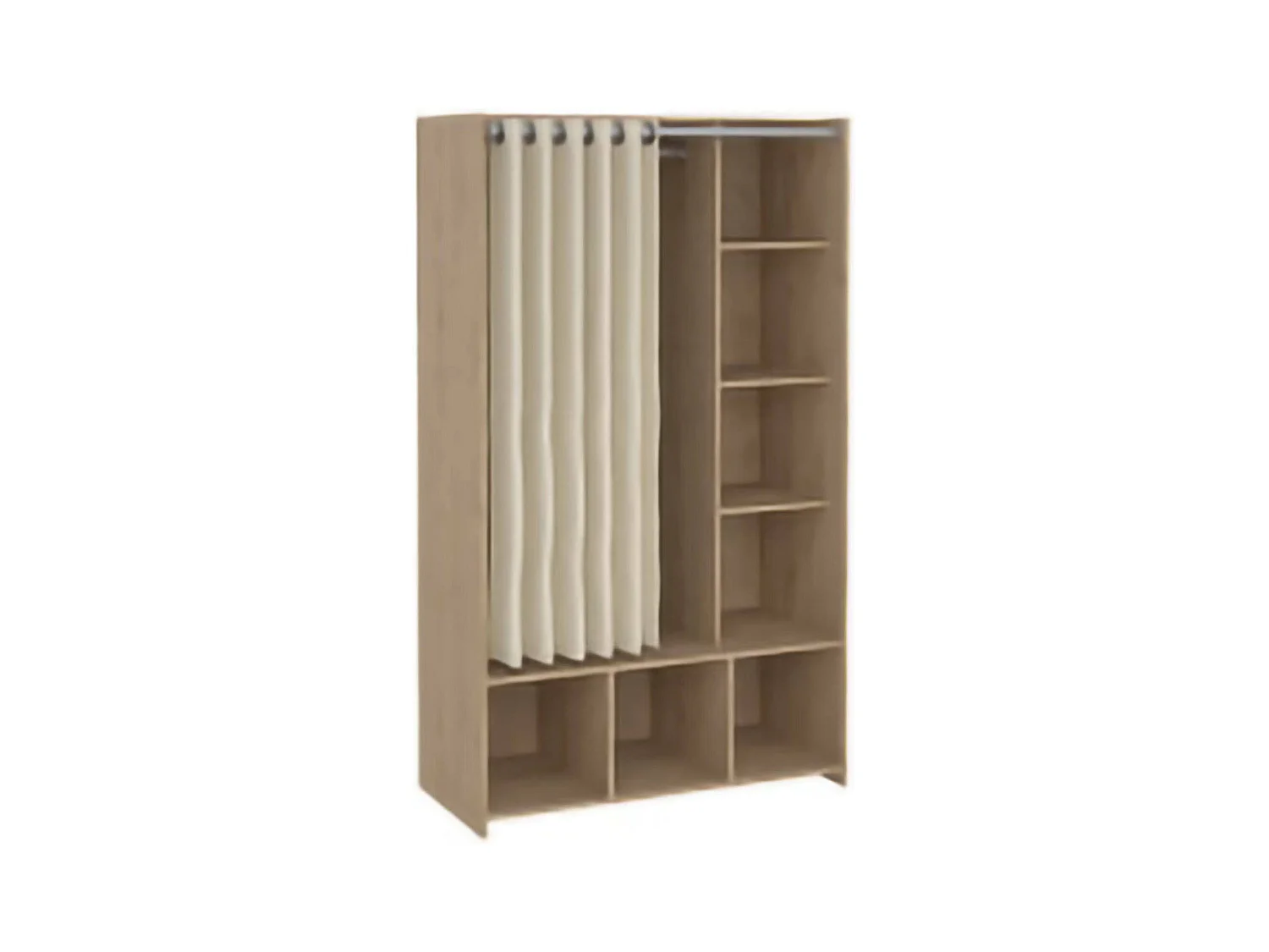 Grande Garde-robe Dseverin, Meubles de chambre, Penderie de plain-pied, Placard à vêtements, 105x48 h180 cm, Chêne clair et Beige