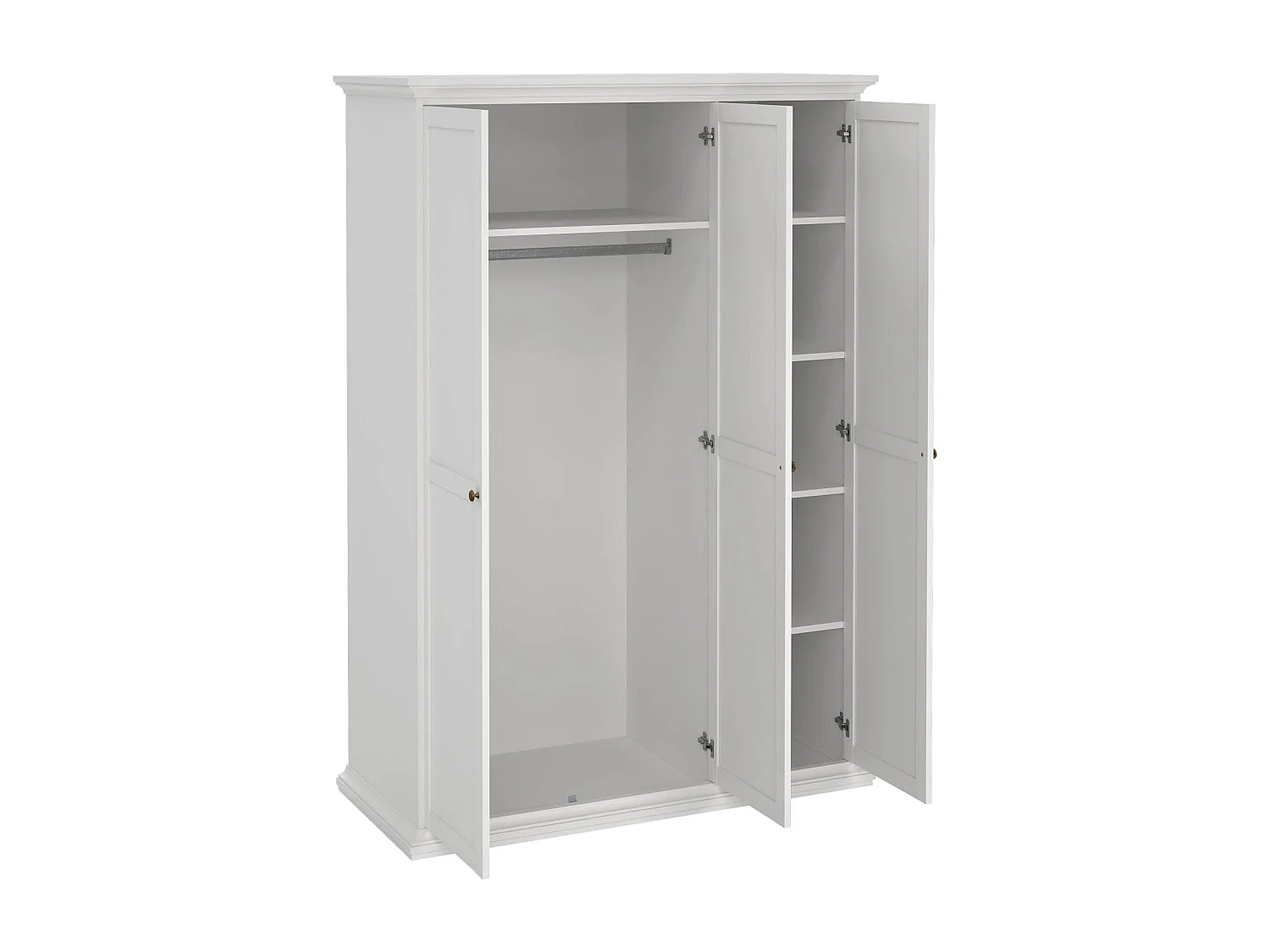 Kleiderschrank 3 Türen Dsempe, Schlafzimmermöbel, Schrank, Garderobe, 139x61 h201 cm, WeiÃŸ