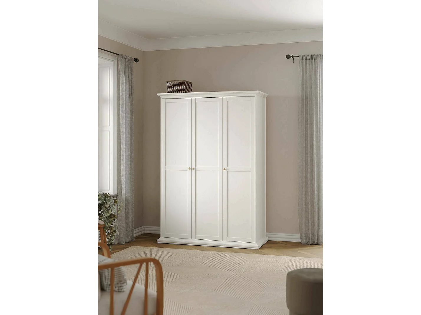 Armário Dsempe de 3 portas, Móveis de quarto, Armário, Armário, 139x61 h201 cm, Branco