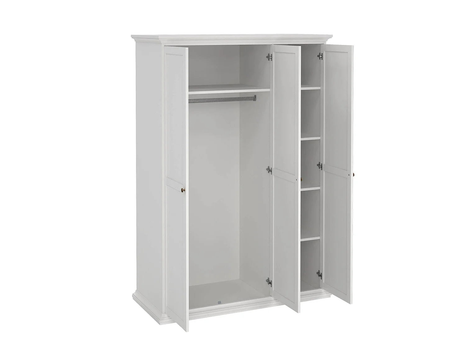 Garde-robe 3 portes Dsempe, Meubles de chambre, Penderie de plain-pied, Placard à vêtements, 139x61 h201 cm, Blanc