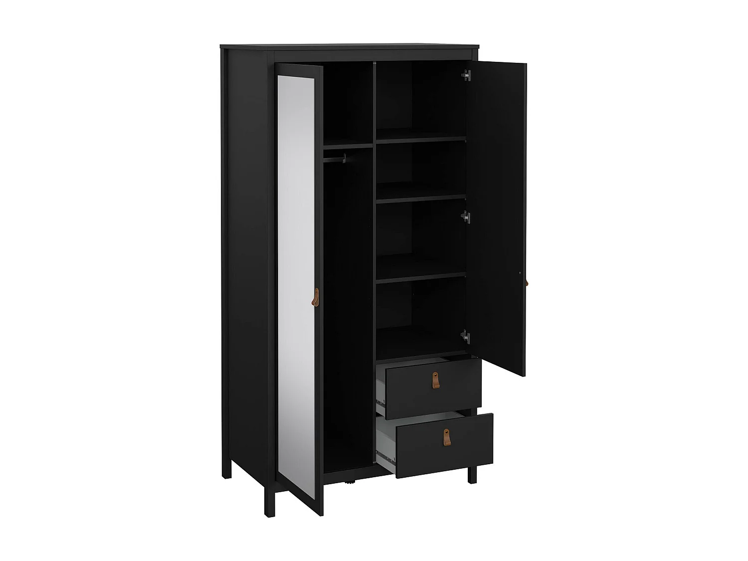 Garde-robe 2 portes Dscarlat, Meubles de chambre, Penderie de plain-pied, Placard à vêtements, 102x58 h199 cm, Noir