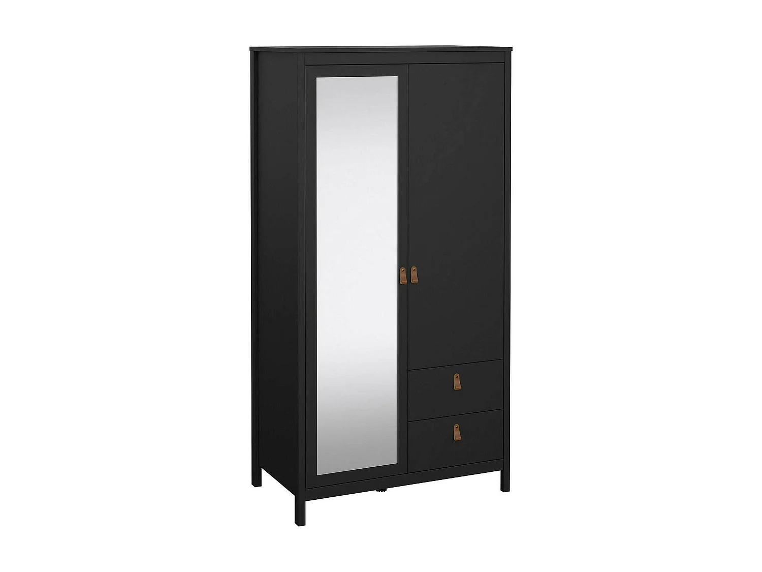 Kleiderschrank 2 Türen Dscarlat, Schlafzimmermöbel, Schrank, Garderobe, 102x58 h199 cm, Schwarz