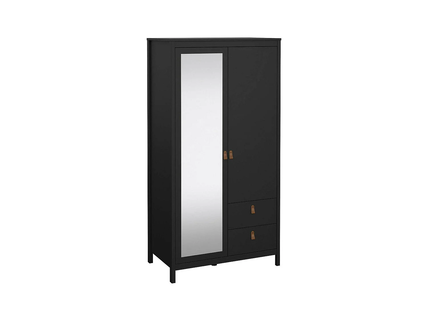 Kleiderschrank 2 Türen Dscarlat, Schlafzimmermöbel, Schrank, Garderobe, 102x58 h199 cm, Schwarz