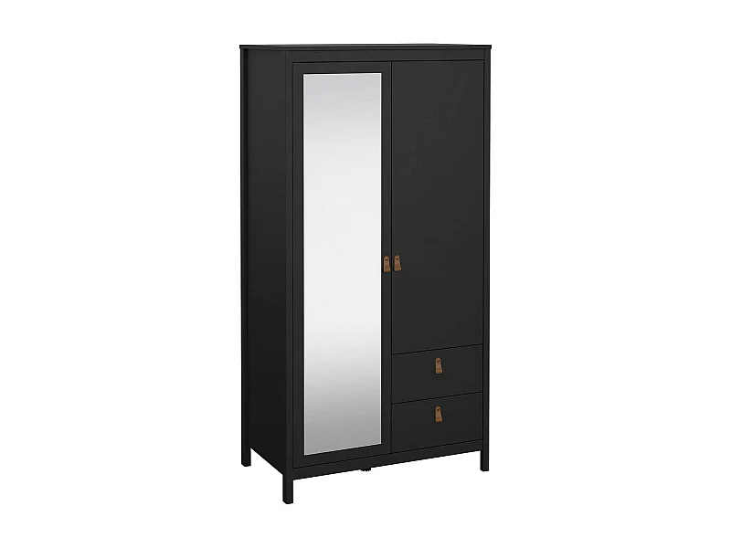 Armario 2 puertas Dscarlat, Muebles de dormitorio, Vestidor, Armario de ropa, 102x58 h199 cm, Negro