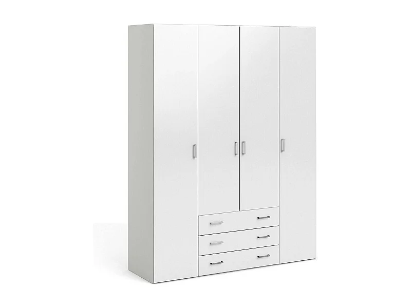 Armário grande Dseren, Móveis de quarto, Armário, Armário de roupa, 154x50 h200 cm, Branco brilhante