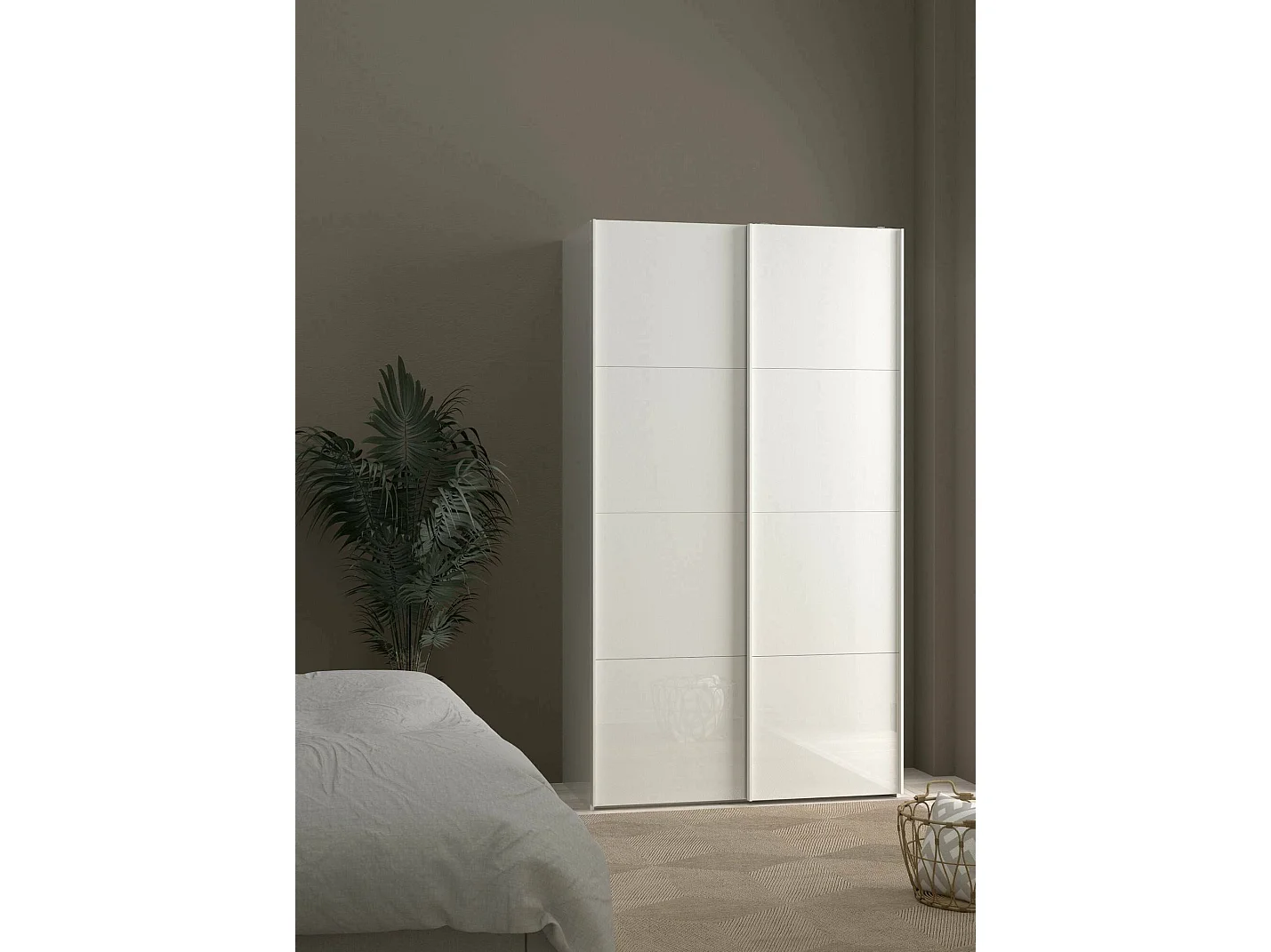 Dmora - Guardaroba 2 ante Severin, 122x62 h220 cm, Bianco lucido