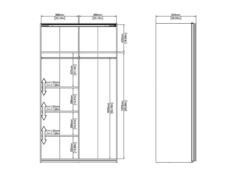 Garde-robe 2 portes Dstopp, Meubles de chambre, Penderie de plain-pied, Placard à vêtements, 122x62 h220 cm, Blanc