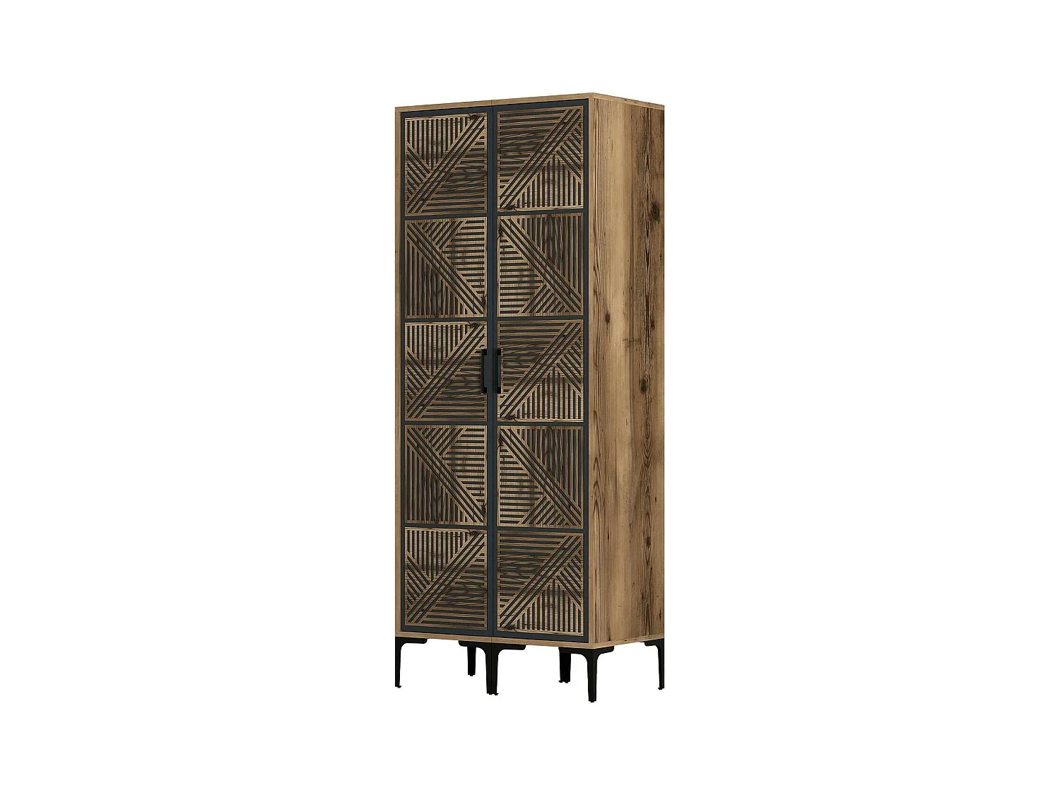 Roupeiro Dbonanse 2 portas, Móveis de quarto, Roupeiro, Roupeiro, 80x201h48 cm, Nogueira e Antracite