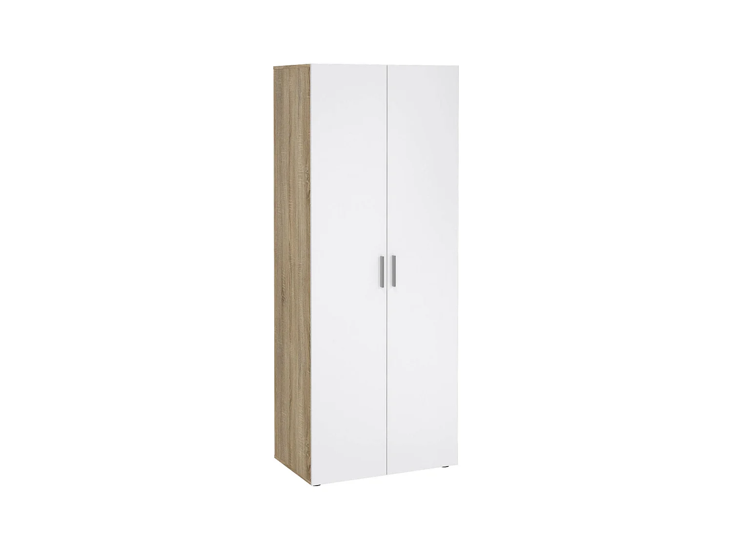 Garde-robe 2 portes Dscamacc, Meubles de chambre, Penderie de plain-pied, Placard à vêtements, 79x50 h201 cm, Chêne et Blanc