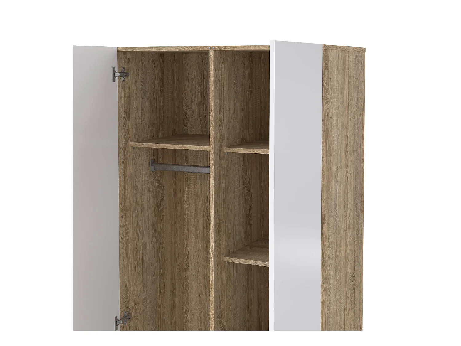 Kleiderschrank 2 Türen Dscamacc, Schlafzimmermöbel, Schrank, Garderobe, 79x50 h201 cm, Eiche und Weiß