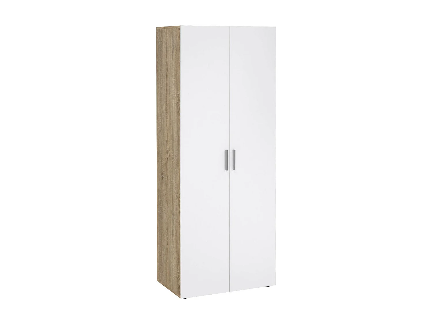 Garde-robe 2 portes Dscamacc, Meubles de chambre, Penderie de plain-pied, Placard à vêtements, 79x50 h201 cm, Chêne et Blanc